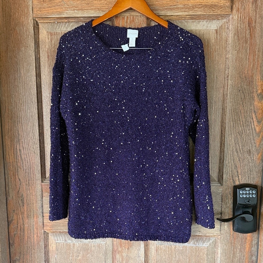 Chico's Purple Sequin Sweater